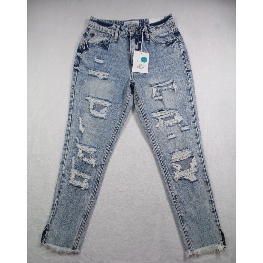 KanCan Jeans Womens Size 3/25‎ Blue Denim High Rise Ankle Skinny Distressed NWT